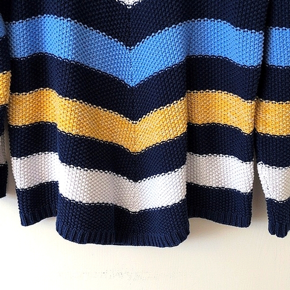 Vintage Womens Large Striped Long Sleeve Sweater Cotton Classic Coastal Beach - Picture 2 of 7